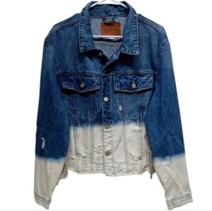 One 5 One Bleached Distressed Tye Dye Denim Women's Cropped Jean Jacket / 2X